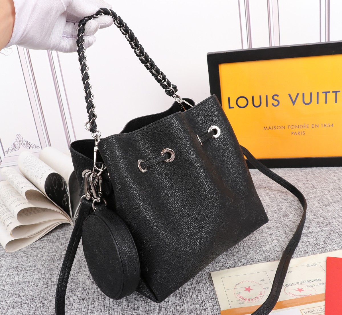 Louis Vuitton Bella Bucket Bag Black/Pink/Grey