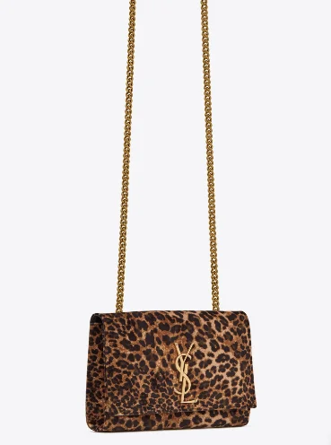 Saint Laurent KATE Medium Reversible Leopard Print Suede And Smooth Leather Mirror 1 1