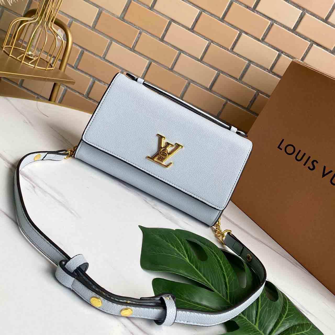 Louis Vuitton LOCKME CLUTCH M56088 PINK\/BLUE