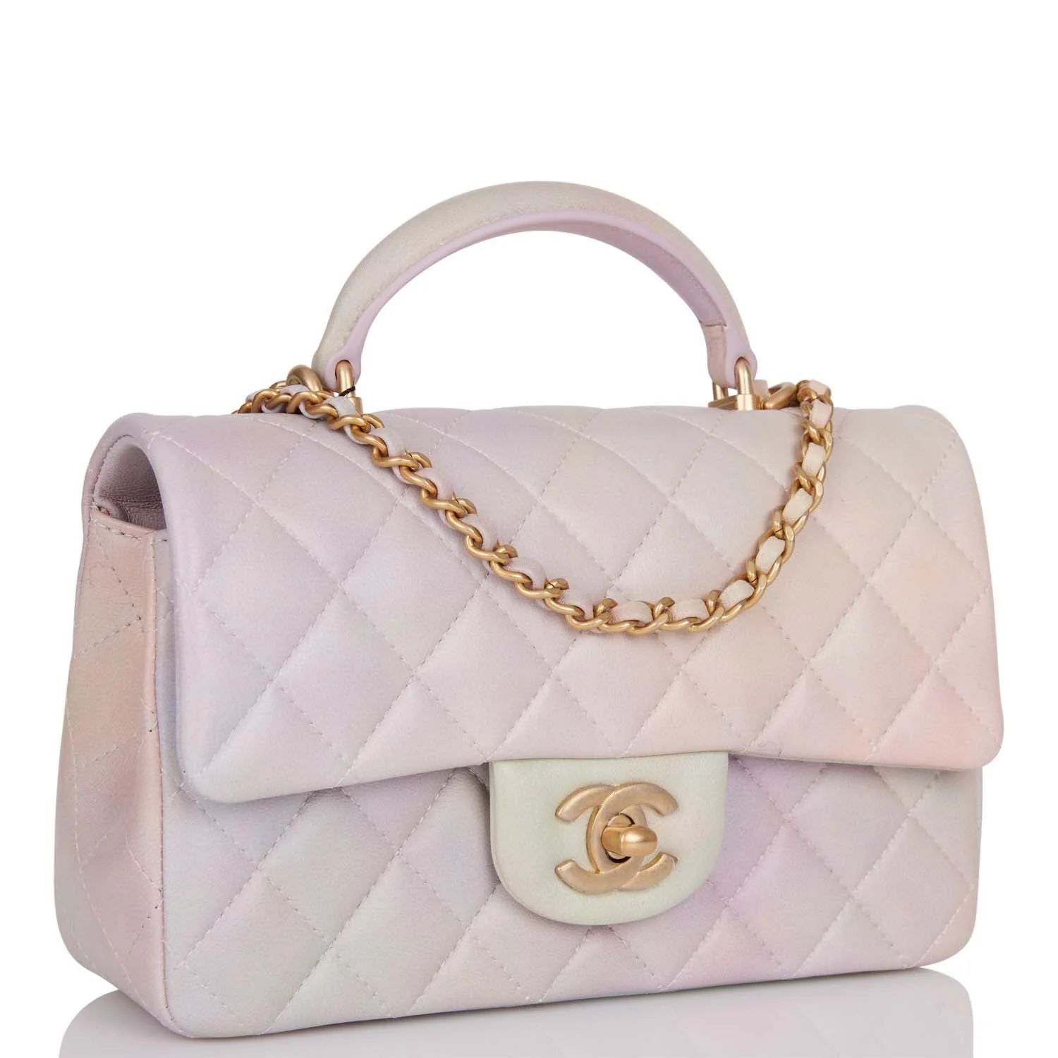 Chanel Mini Rectangular Flap Bag with Top Handle Light Pink Ombre
