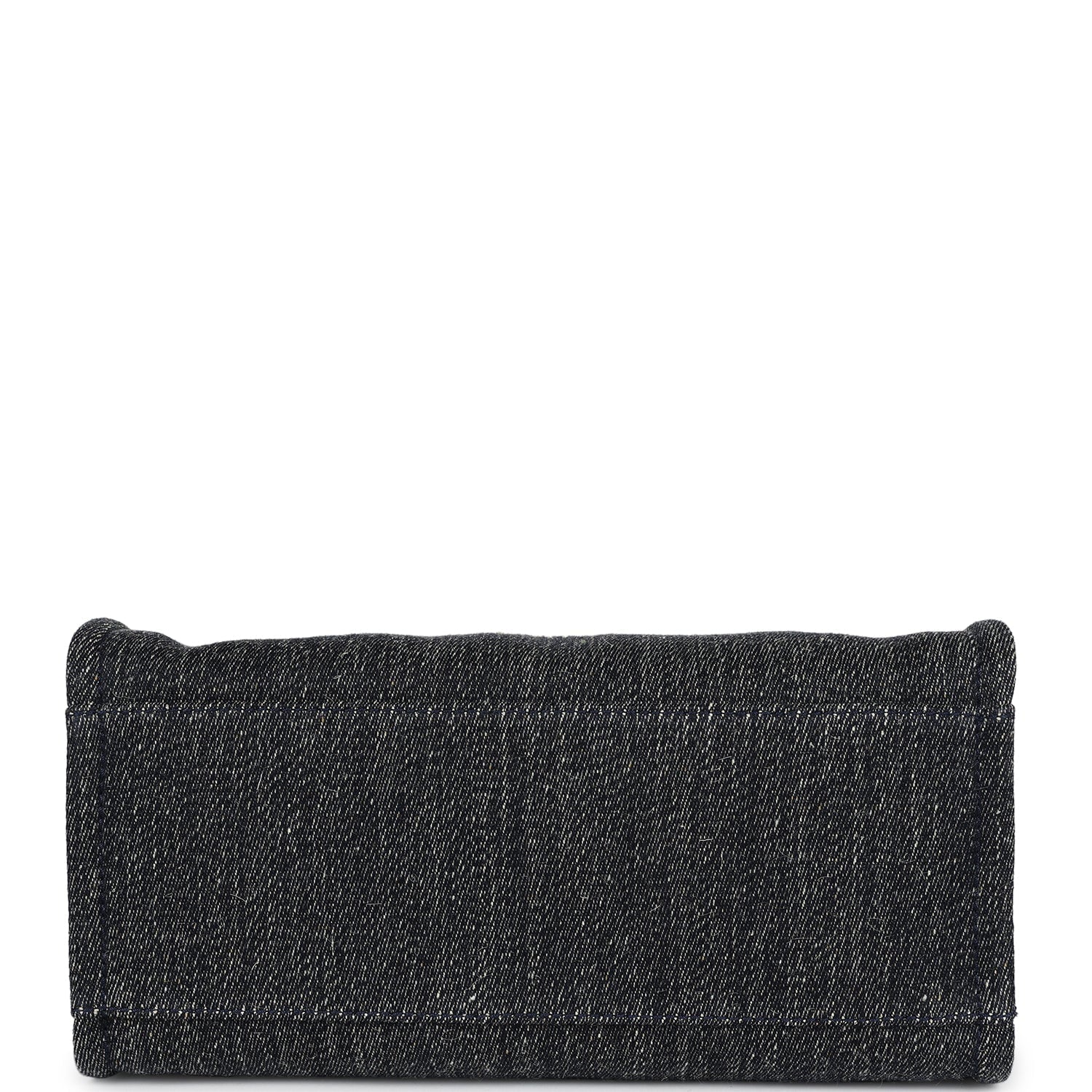 Chanel Small Deauville Shopping Tote Dark Blue Denim Light Gold Hardware