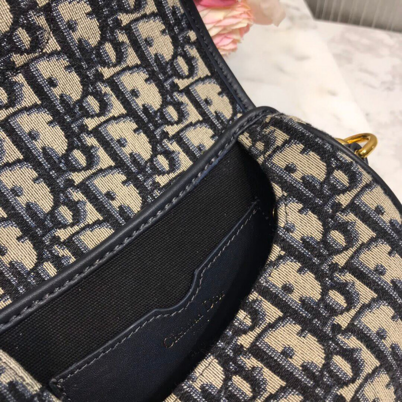 Replica Christian Dior Small Dior Bobby Bag In Blue Dior Oblique