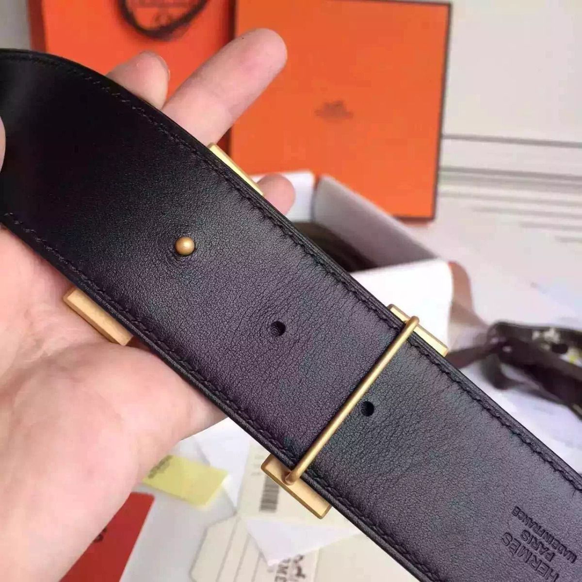 Hermes H Belt Buckle & Brown Epsom 32 MM Strap ReplicaTop