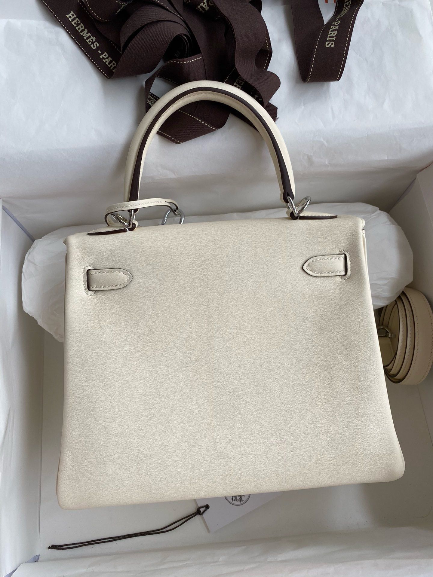 Hermes Kelly Retourne 25 Handmade Bag In Nata Swift Calfskin ReplicaTop