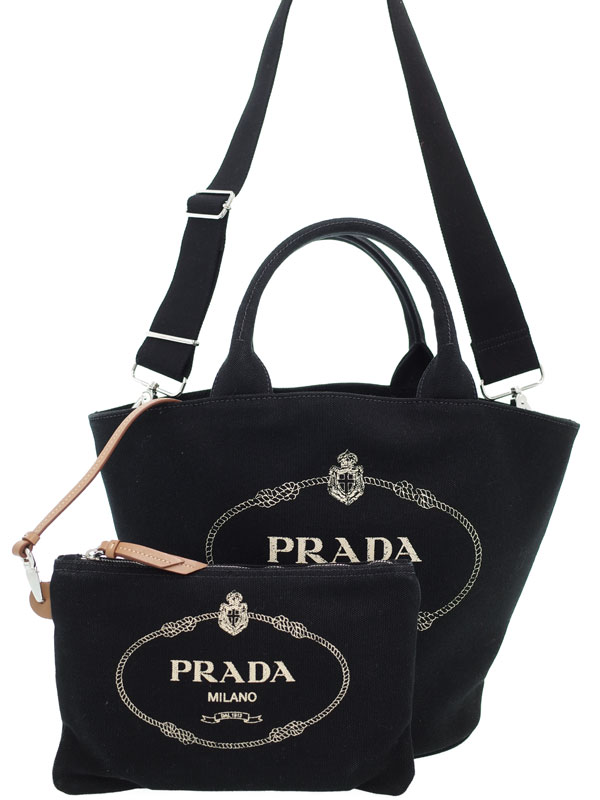 Prada Canapa Fabric 2way Handbag Pouch