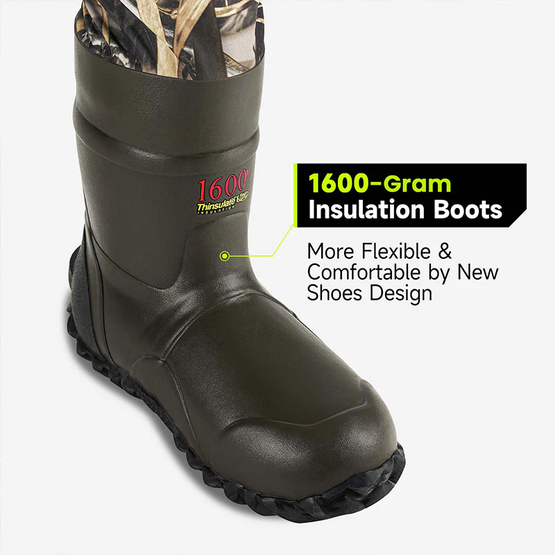 TideWe Breathable Insulated Chest Waders, 1600G Waterproof Bootfoot Duck Hunting Waders with Steel Shank Boots - TIDEWE WADERS