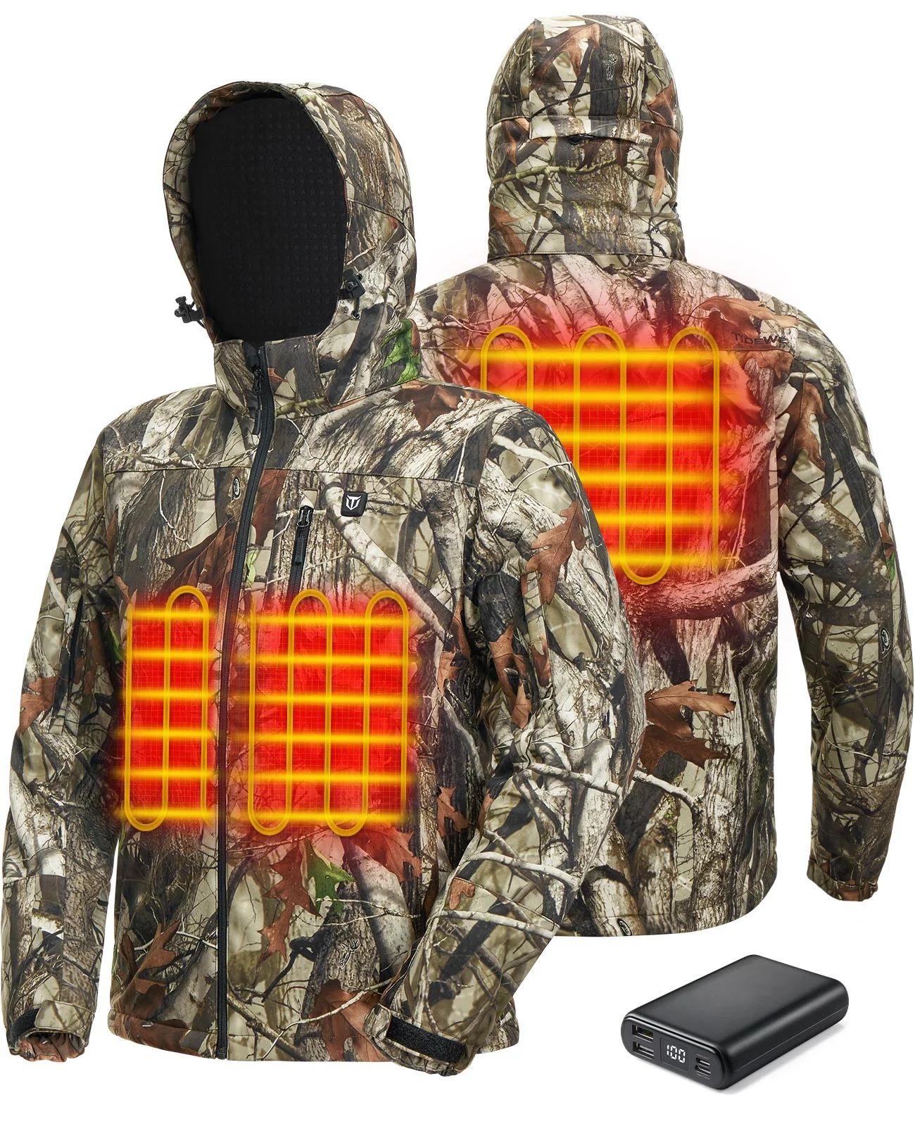 TideWe Men's Soft Shell Heated Jacket Coat with Detachable Hood and Battery Pack Size S-XXXL - TIDEWE WADERS