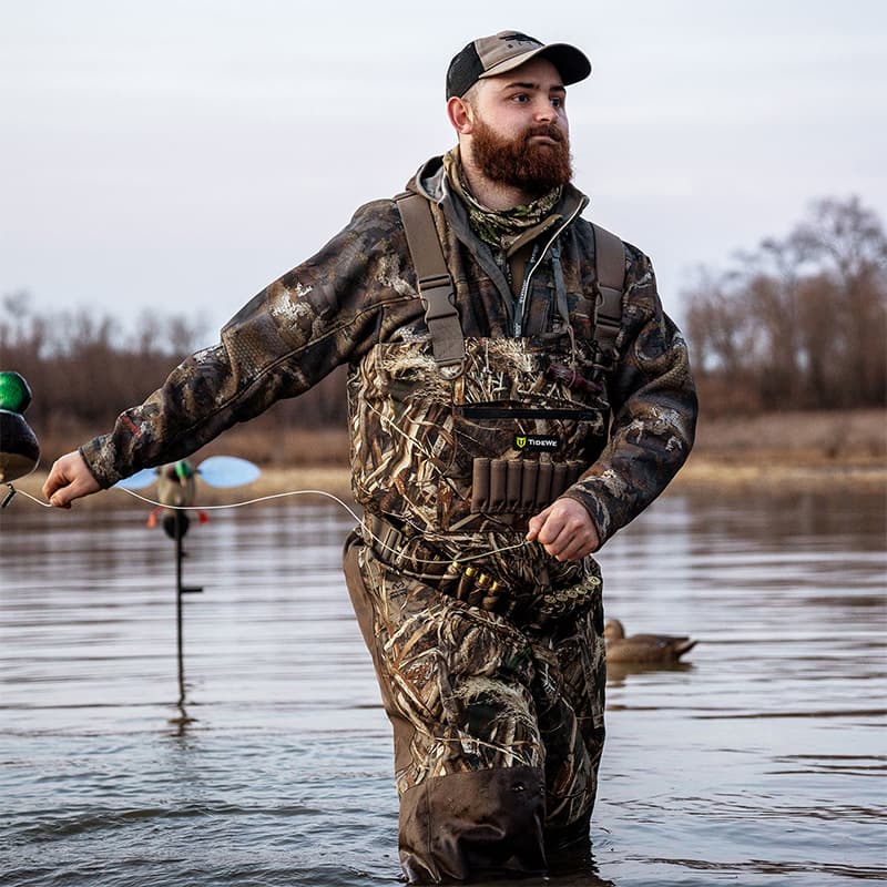 TideWe Breathable Insulated Chest Waders, 1200G Waterproof Bootfoot Duck Hunting Waders with Steel Shank Boots - TIDEWE WADERS