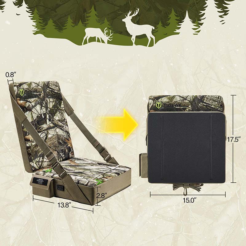 TIDEWE Hunting Heated Seat Cushion, Self-Supporting Water Resistant, Tree Stand, Warm Portable Seat Pads for Hunting, Camping, Fishing(Next Camo G2 & Vista) - TIDEWE WADERS