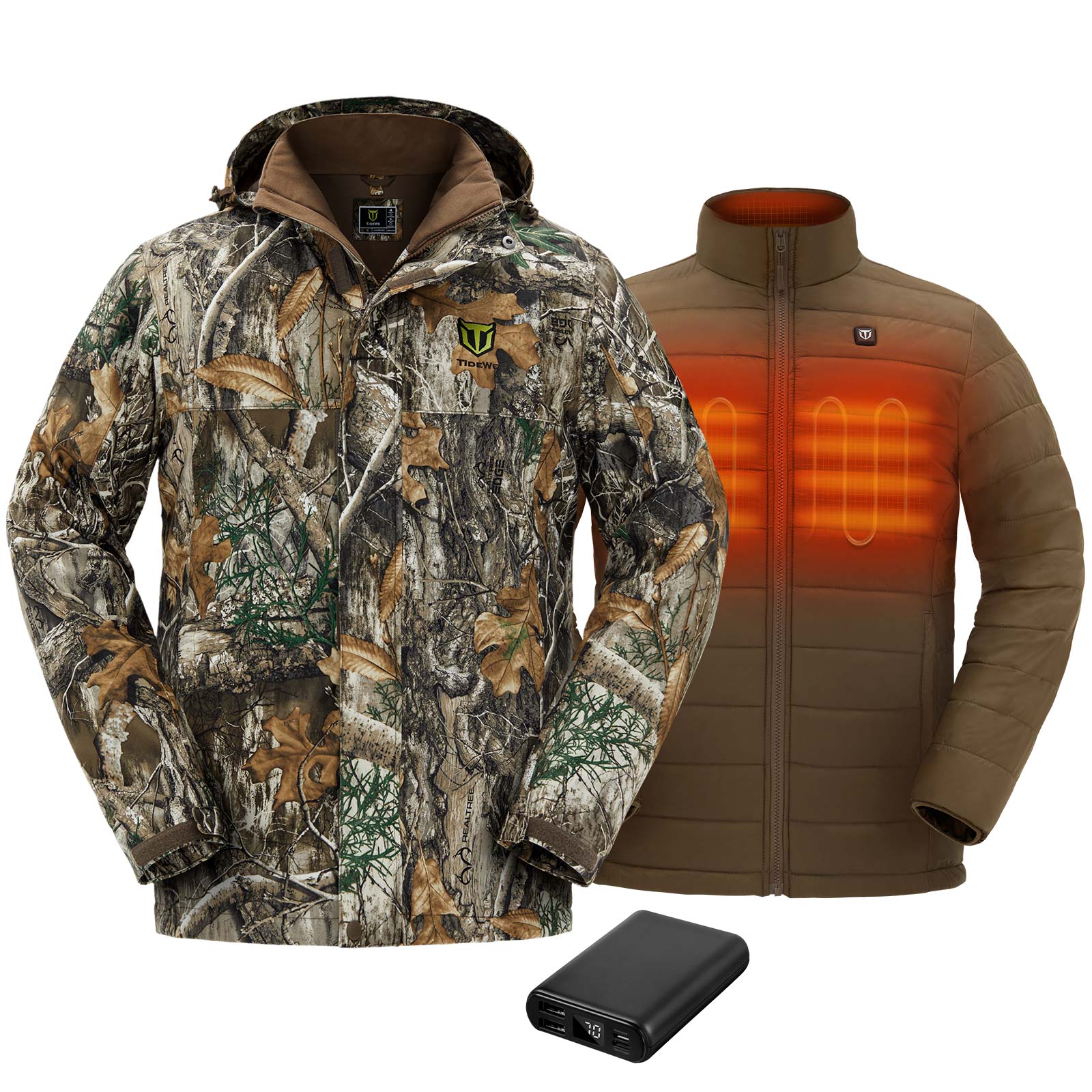 TideWe Men's 3-in-1 Heated Jacket with Battery Pack, Winter Coat Set with Inner Jacket - TIDEWE WADERS