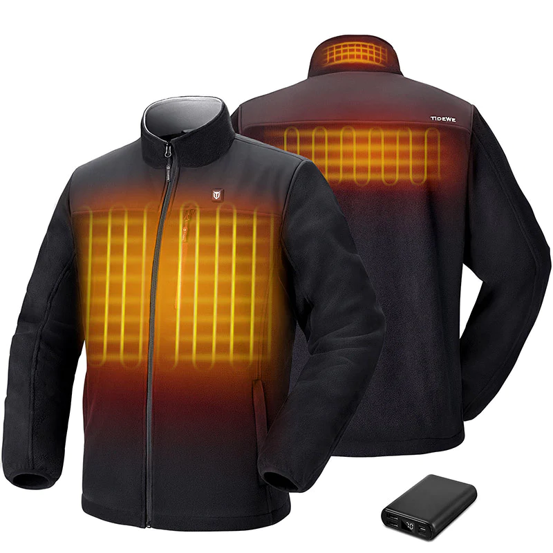 TIDEWE Men’s Heated Jacket Fleece with Battery Pack, Rechargeable Coat for Hunting (Black, Camo, Size S-XXXL) - TIDEWE WADERS