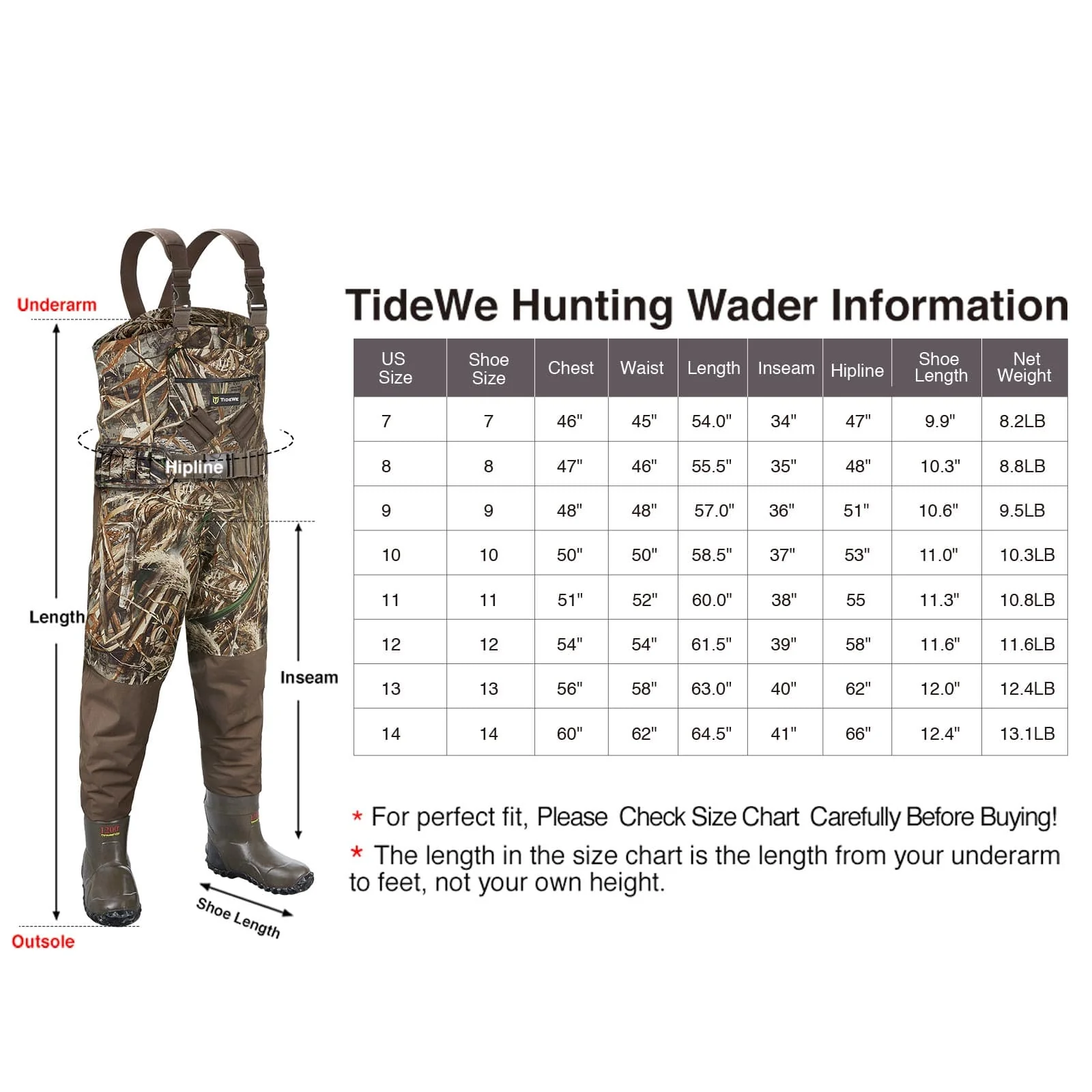 TideWe Breathable Heated Chest Waders, 1200G Waterproof Duck Hunting Wader with Removable Insulated Liner - TIDEWE WADERS