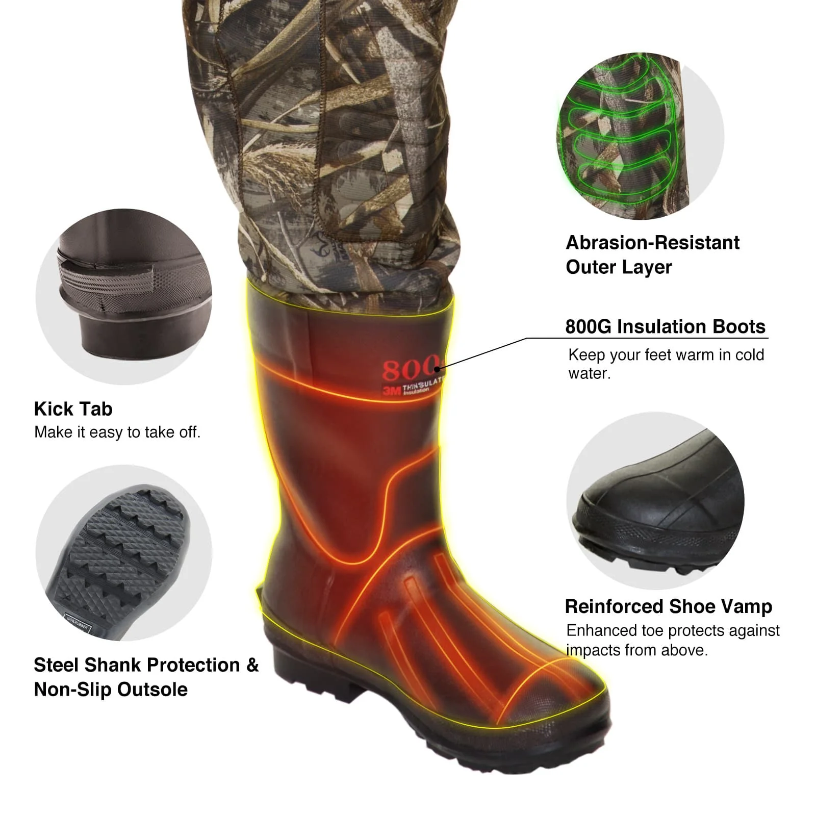 TIDEWE Chest Waders 800G Insulation, Heated Realtree Max5 Neoprene Waders for Hunting&Fishing - TIDEWE WADERS