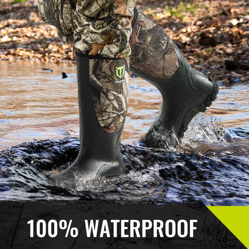 TideWe Rubber Hunting Boots for Men, Rain Boots with Steel Shank Neoprene - TIDEWE WADERS