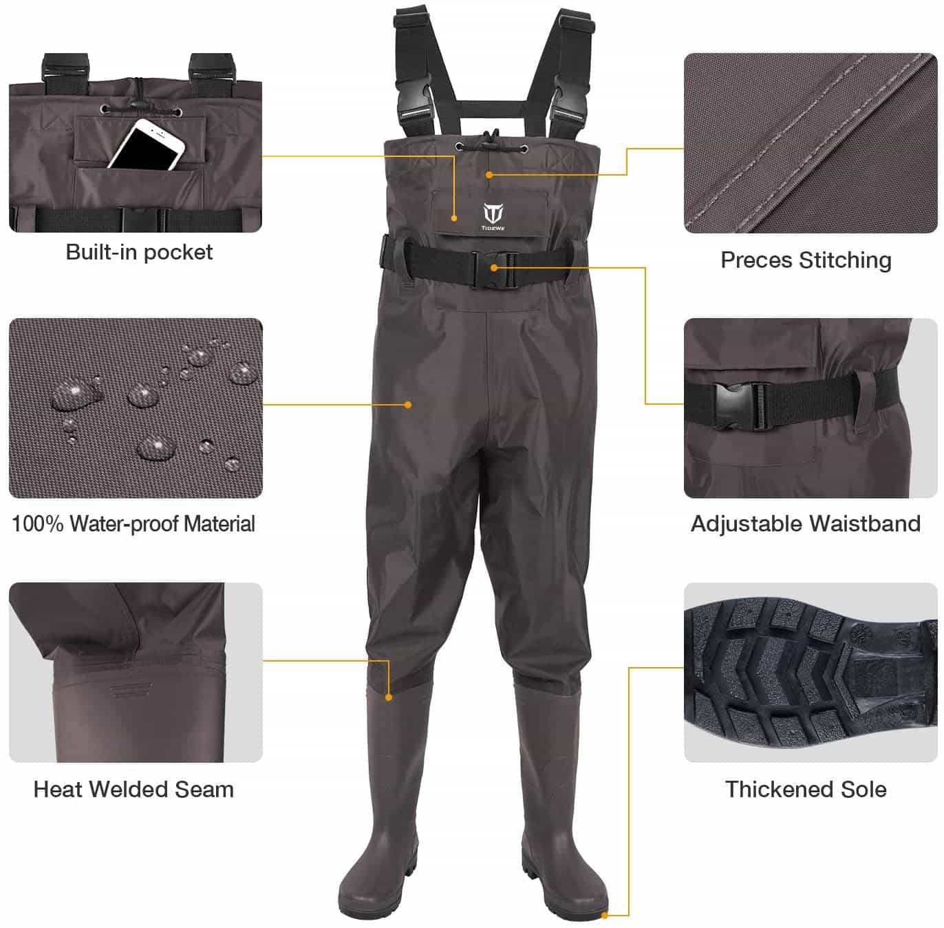TideWe Fishing Waders PVC Waterproof Chest Wader With Bootfoots - TIDEWE WADERS