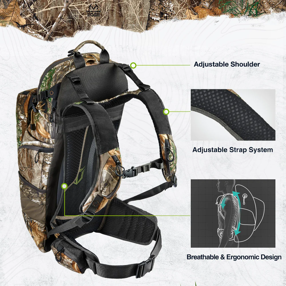 TideWe Hunting Pack 3400cu, Silent Frame Hunting Backpack - TIDEWE WADERS
