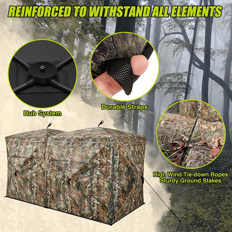 TideWe Blinds | 4-6 Person Turkey Hunting Blind See Through Camo Ground Blind - TIDEWE WADERS