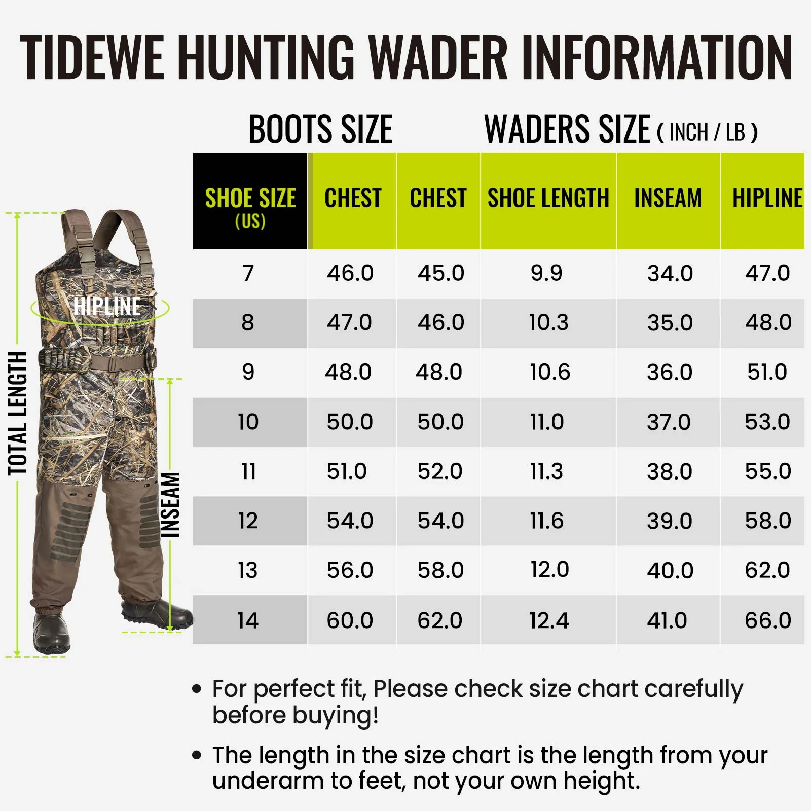 TideWe Breathable Insulated Chest Waders, 1600G Waterproof Bootfoot Duck Hunting Waders with Steel Shank Boots - TIDEWE WADERS