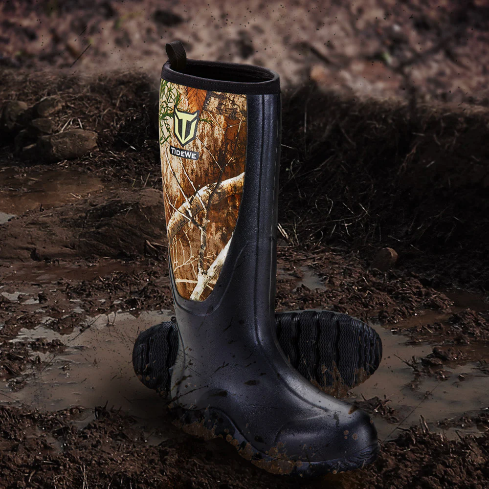 TideWe Rubber Hunting Boots for Men, Rain Boots with Steel Shank Neoprene - TIDEWE WADERS