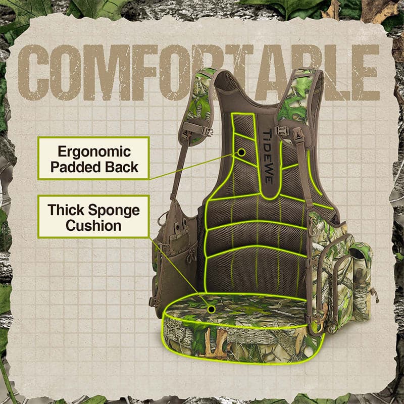 TideWe Turkey Vest with Seat with Game Pouch and Kickstand - TIDEWE WADERS