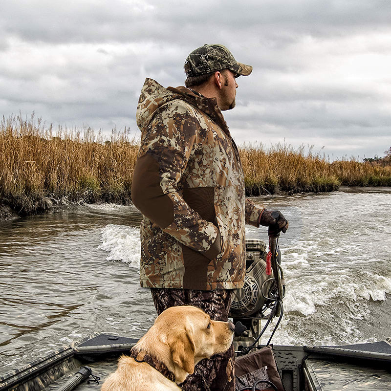 TIDEWE Men’s Heated Duck Hunting Jacket with Fleece Lining, Waterproof 1/2 Zip Jacket for Hunting (Veil Avayde Camo, Size S-XXXL) - TIDEWE WADERS