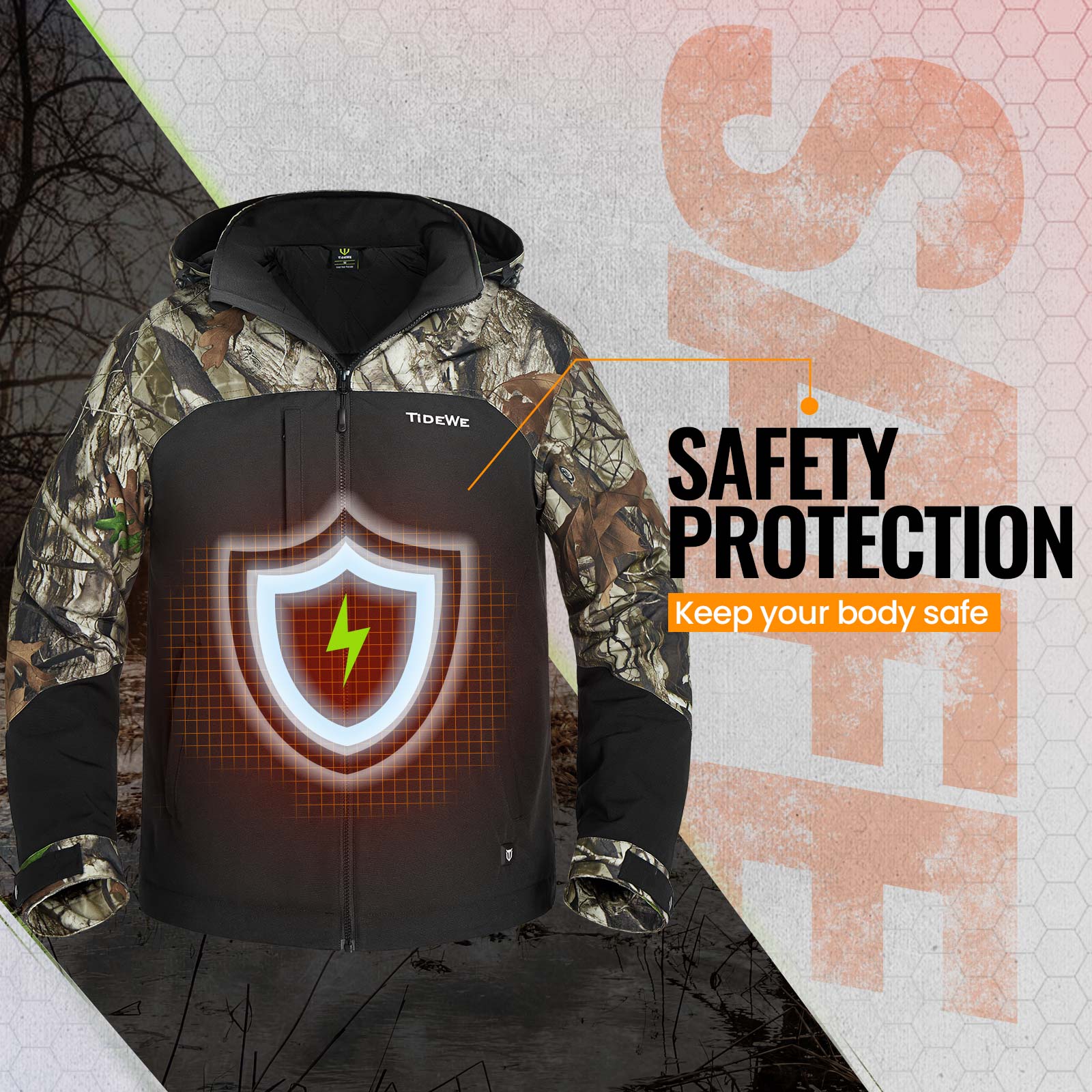 TIDEWE Men's Heated Work Jacket, Insulated Water-resistant Jacket - TIDEWE WADERS