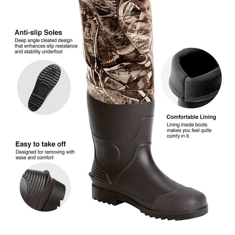 TideWe Chest Waders with Boots Hanger, Realtree MAX5 Camo Neoprene Hunting Fishing Bootfoot Waders - TIDEWE WADERS