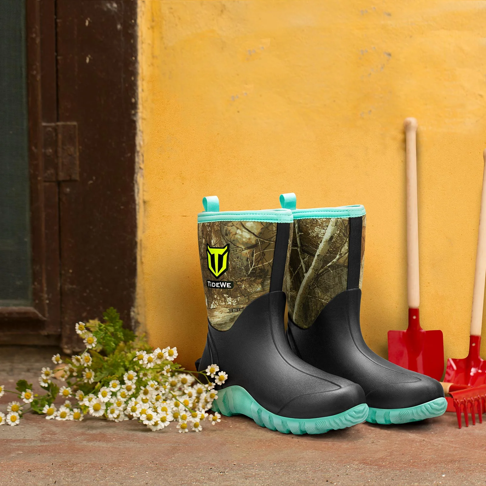 TideWe Women's Rubber Garden Boots, Neoprene Waterproof Insulated Mid Calf Hunting Boots and Rain Boot - TIDEWE WADERS