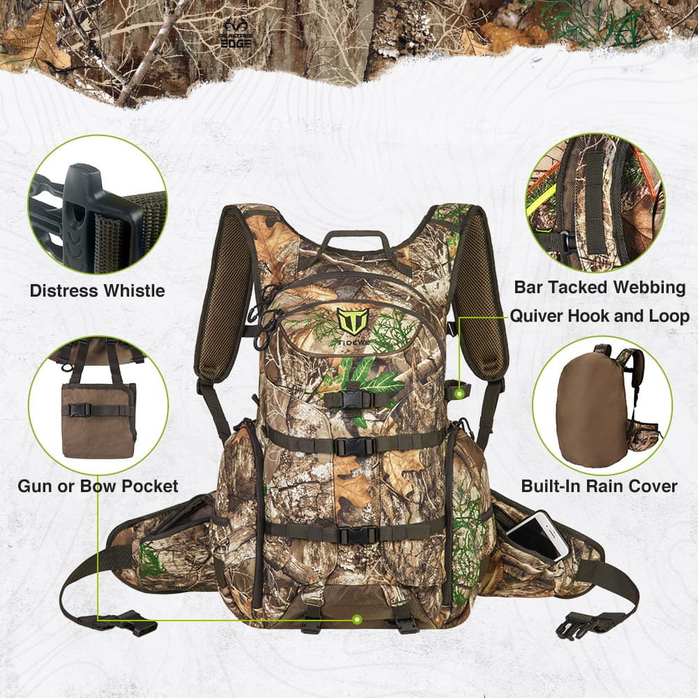TideWe Hunting Backpack Waterproof Camo Hunting Pack with Rain Cover - TIDEWE WADERS