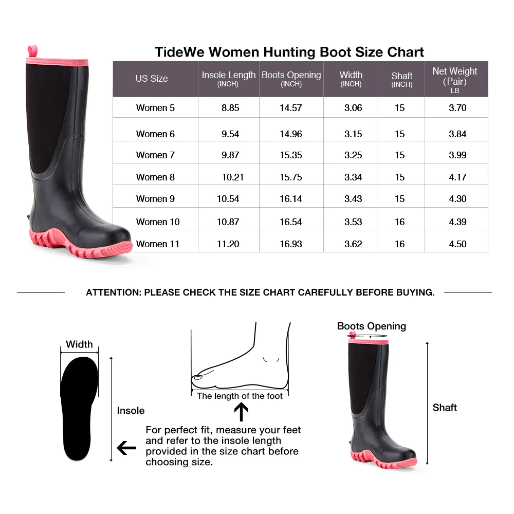 TideWe Rubber Boots for Women Rain Boots with Steel Shank, Neoprene Outdoor Realtree Hunting Boots - TIDEWE WADERS