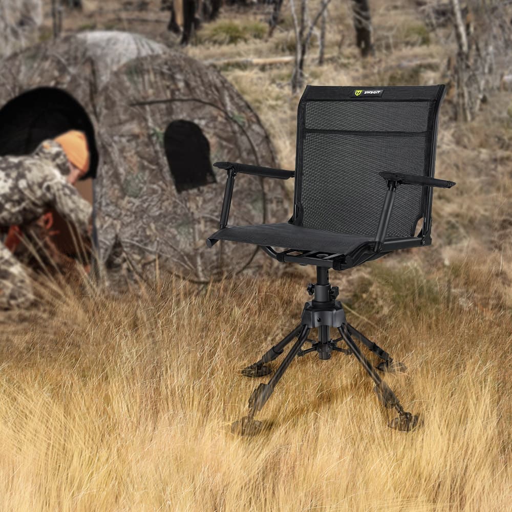 TideWe Hunting Chair Adjustable Height 360° Swivel Blind Chair With Armrests - TIDEWE WADERS