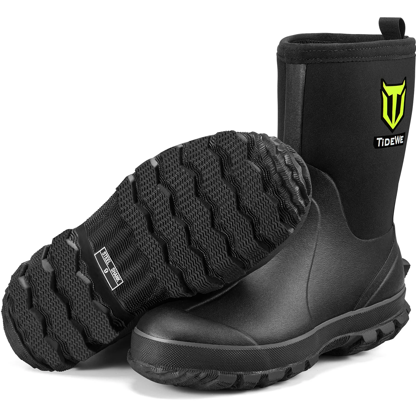 TideWe Rubber Boots for Men, Waterproof Neoprene Insulated Rain Boots, Mid Hunting Boots Outdoor Work Shoes - TIDEWE WADERS