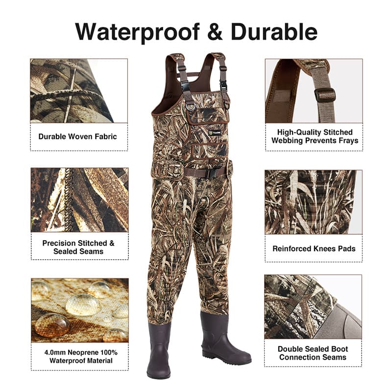 TideWe Chest Waders with Boots Hanger, Realtree MAX5 Camo Neoprene Hunting Fishing Bootfoot Waders - TIDEWE WADERS