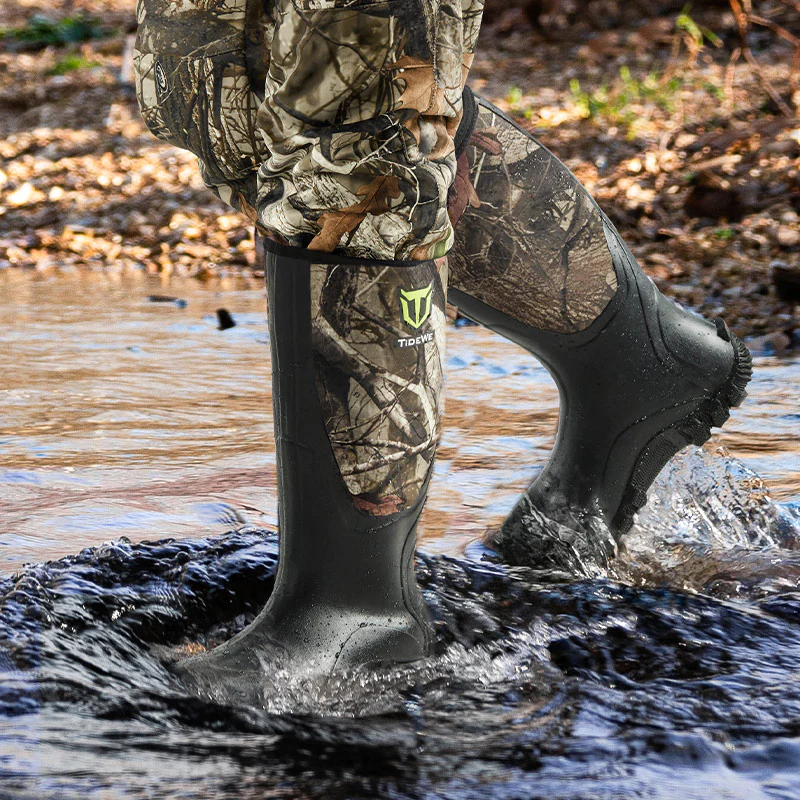 TideWe Rubber Hunting Boots for Men, Rain Boots with Steel Shank Neoprene - TIDEWE WADERS