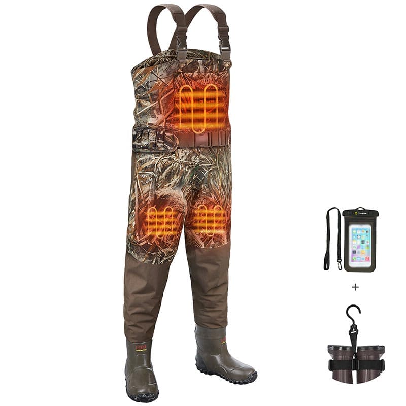 TideWe Breathable Heated Chest Waders, 1200G Waterproof Duck Hunting Wader with Removable Insulated Liner - TIDEWE WADERS