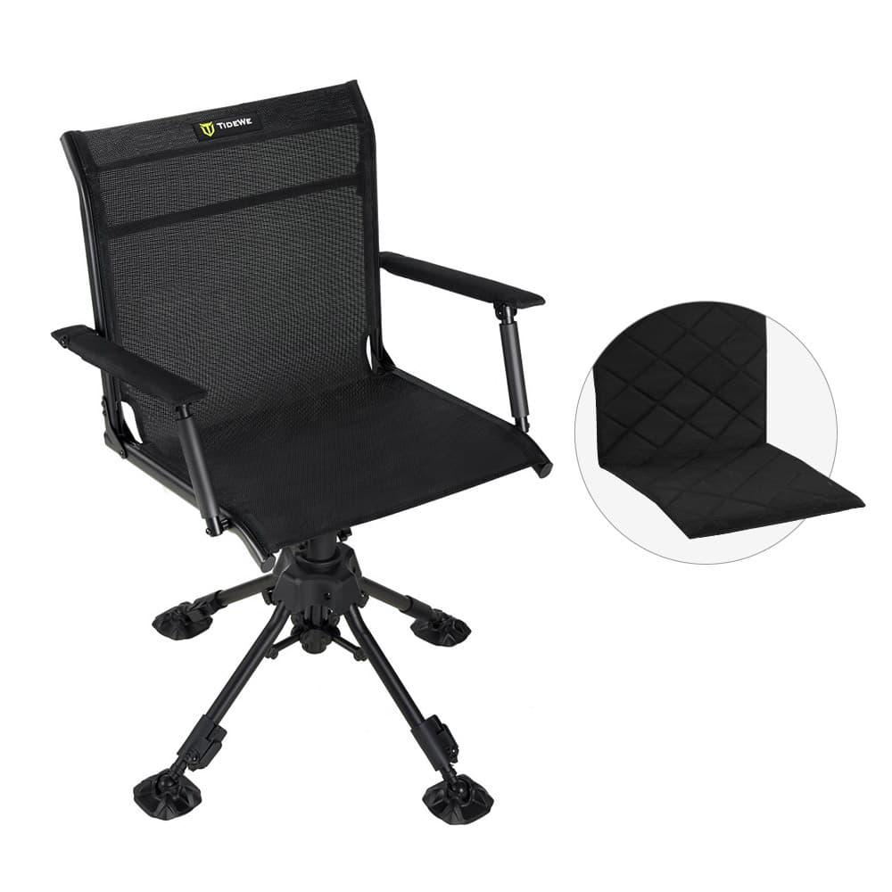 TideWe Hunting Chair Adjustable Height 360° Swivel Blind Chair With Armrests - TIDEWE WADERS