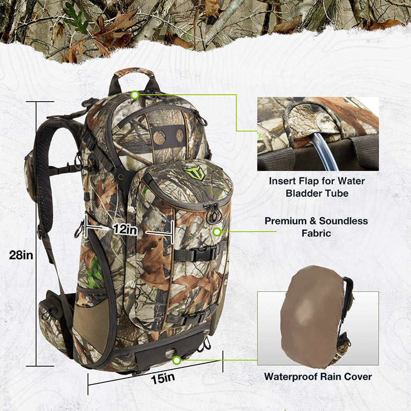 TideWe Hunting Pack 3400cu, Silent Frame Hunting Backpack - TIDEWE WADERS