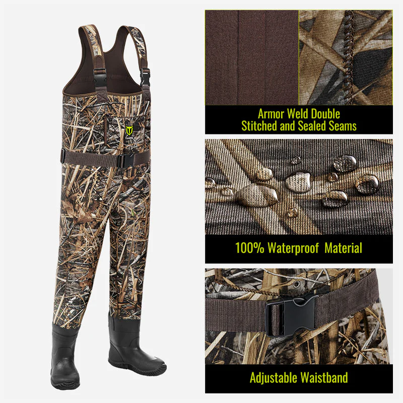 TideWe Hunting Chest Waders for Toddler Kids Youth, Fishing Neoprene Realtree MAX5 Camo Waders - TIDEWE WADERS
