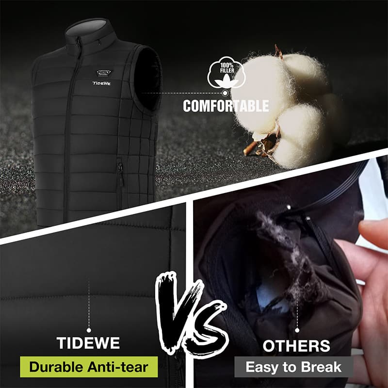TIDEWE Men's Heated Vest with Retractable Heated Hood and Battery Pack for Hunting/Hiking (Black & Next Camo G2, S-XXXL) - TIDEWE WADERS
