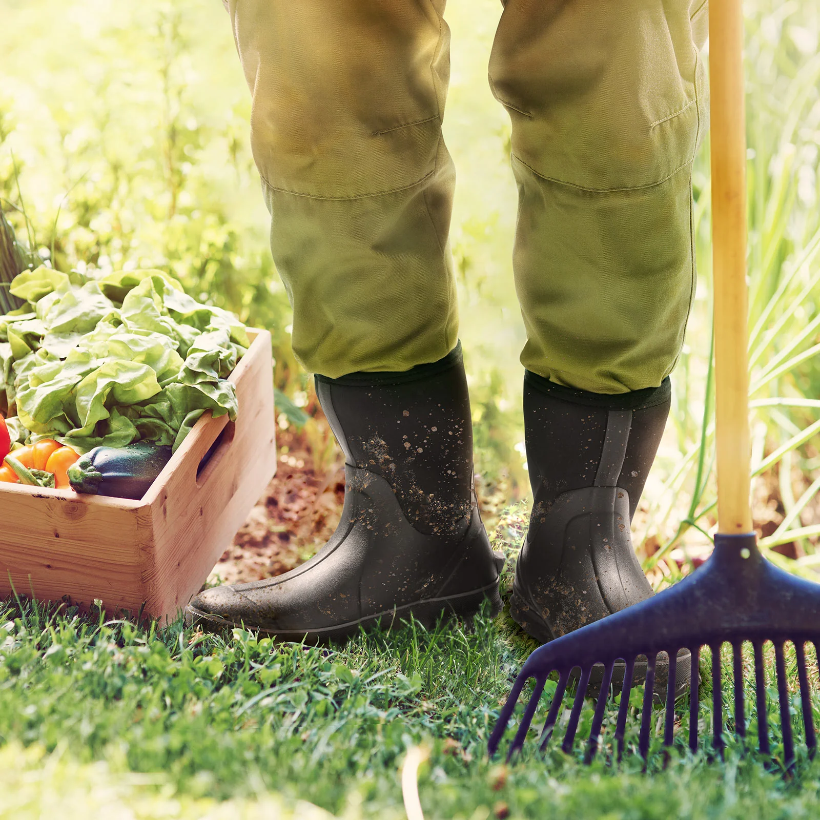 TideWe Rubber Boots for Men, Waterproof Neoprene Insulated Rain Boots, Mid Hunting Boots Outdoor Work Shoes - TIDEWE WADERS