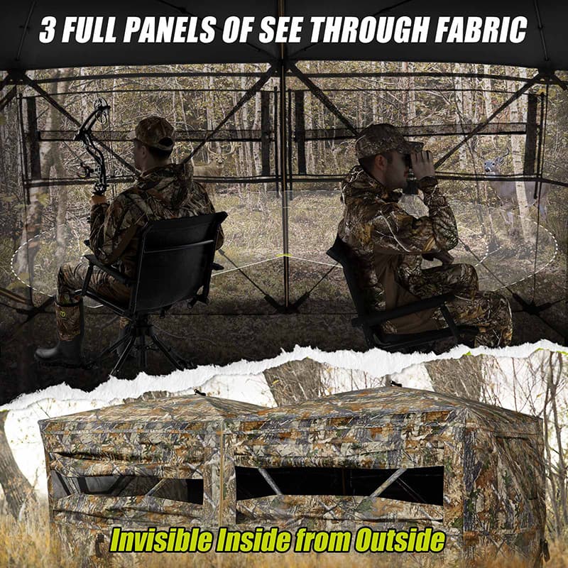 TideWe Blinds | 4-6 Person Turkey Hunting Blind See Through Camo Ground Blind - TIDEWE WADERS