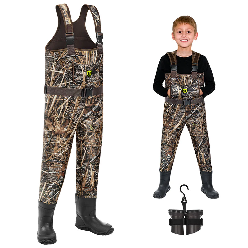 TideWe Hunting Chest Waders for Toddler Kids Youth, Fishing Neoprene Realtree MAX5 Camo Waders - TIDEWE WADERS