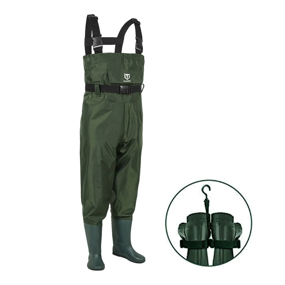 TideWe Chest Waders for Kids, Waterproof  Fishing Youth Waders PVC Chest Waders with Boot Hanger - TIDEWE WADERS