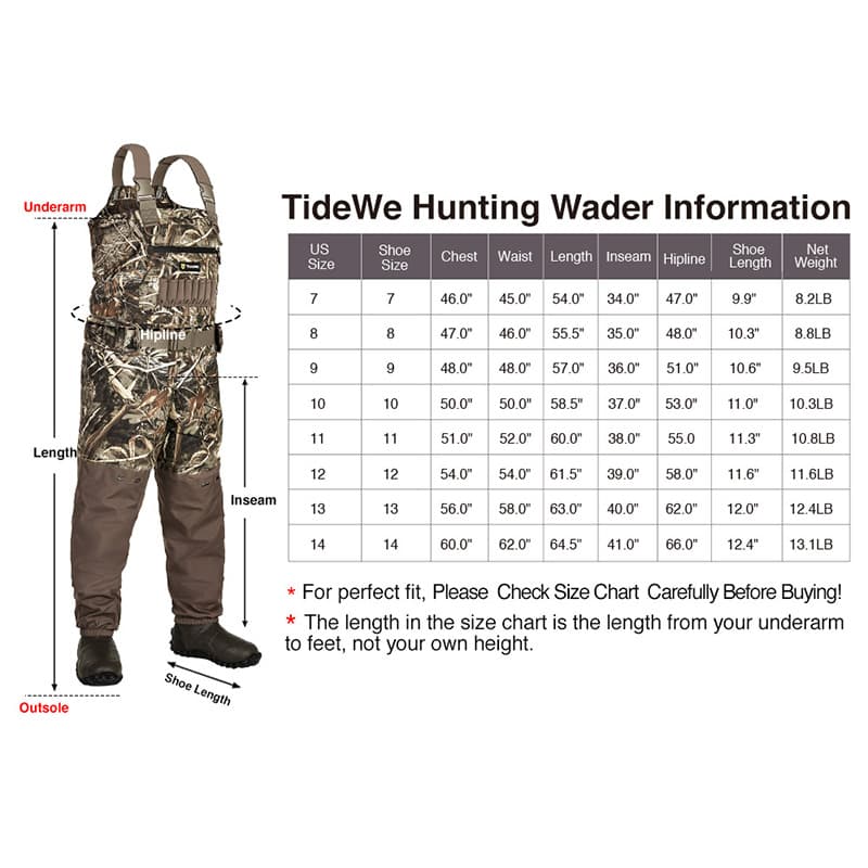 TideWe Breathable Insulated Chest Waders, 1200G Waterproof Bootfoot Duck Hunting Waders with Steel Shank Boots - TIDEWE WADERS