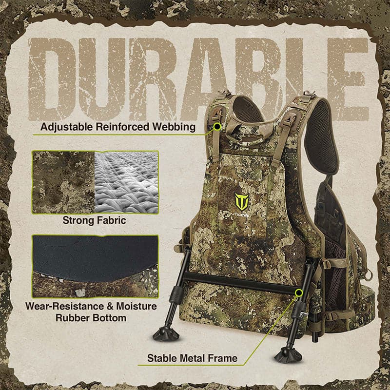 TideWe Turkey Vest with Seat with Game Pouch and Kickstand - TIDEWE WADERS