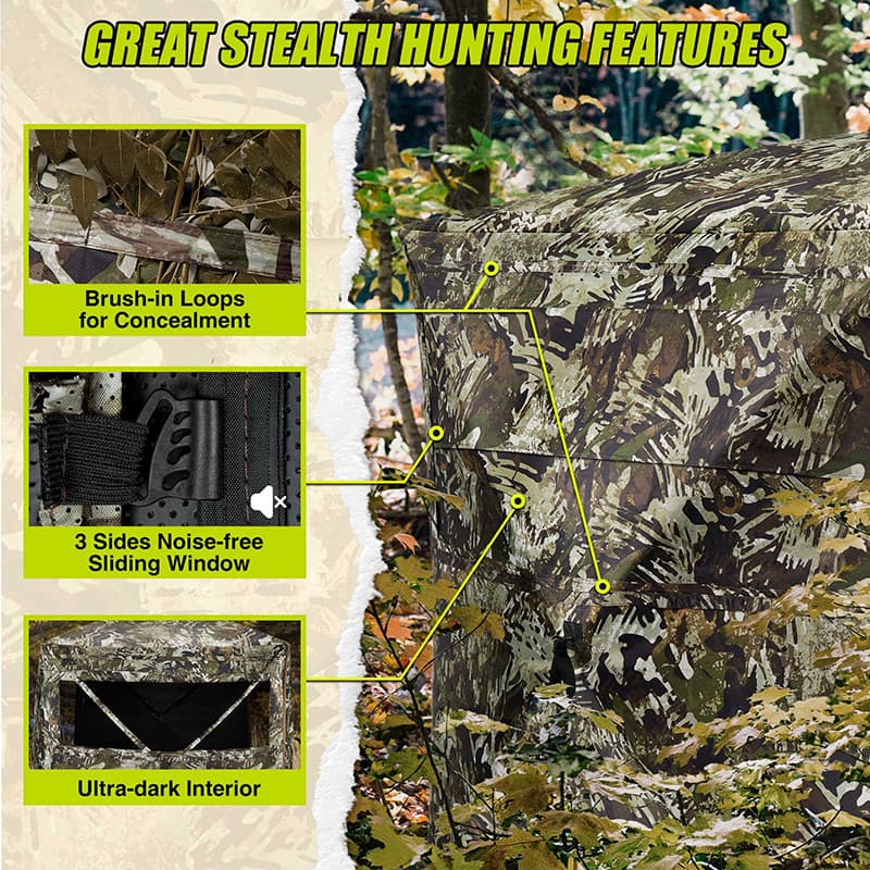 TideWe Blinds | 4-6 Person Turkey Hunting Blind See Through Camo Ground Blind - TIDEWE WADERS