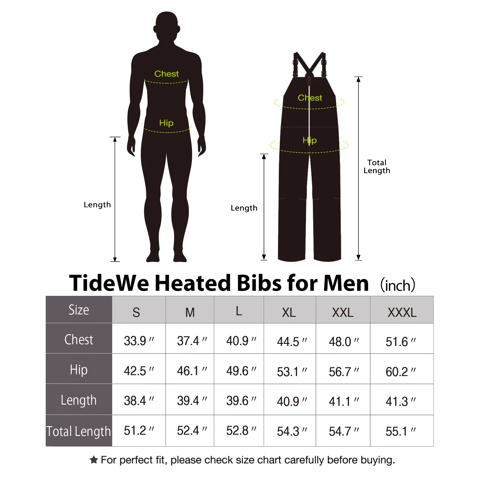 TideWe Men’s Insulated Camo Hunting Bibs with Battery, Waterproof Heated Bib for All Day Outdoor Comfort - TIDEWE WADERS