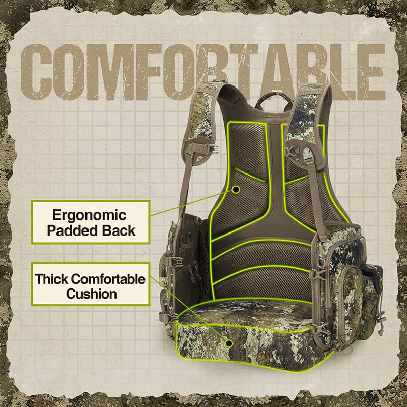 TideWe Turkey Hunting Vest With Seat Cushion and Game Pouch - TIDEWE WADERS