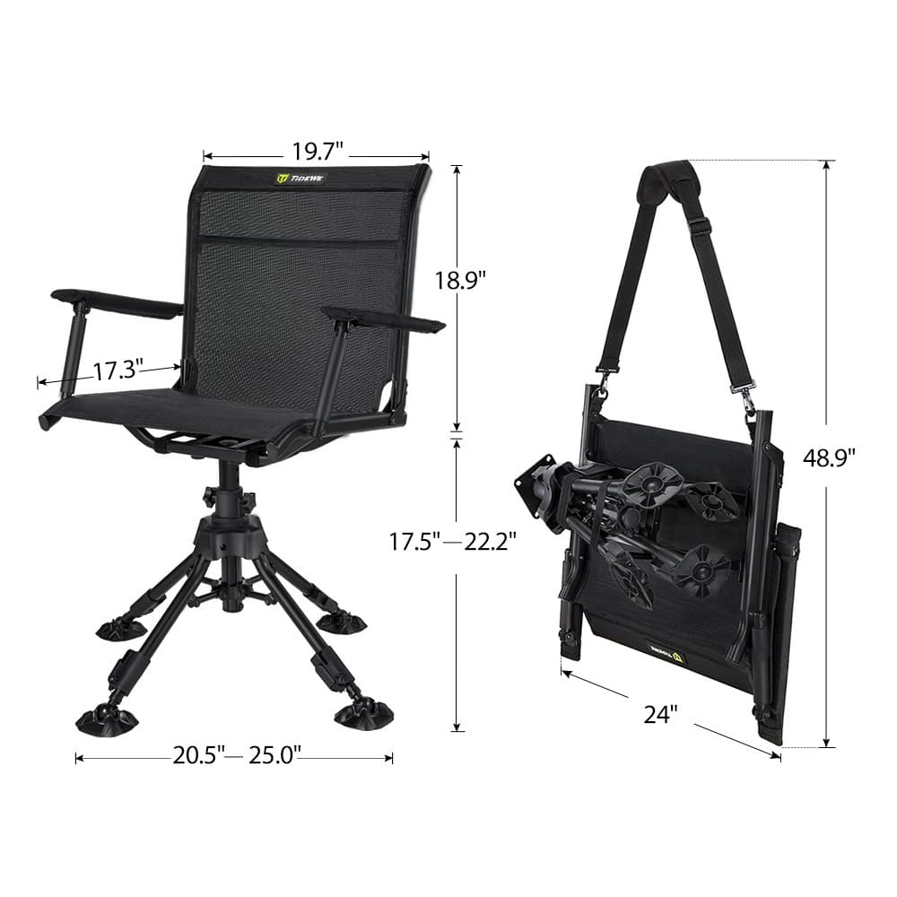 TideWe Hunting Chair Adjustable Height 360°  Swivel Blind Chair With Armrests - TIDEWE WADERS