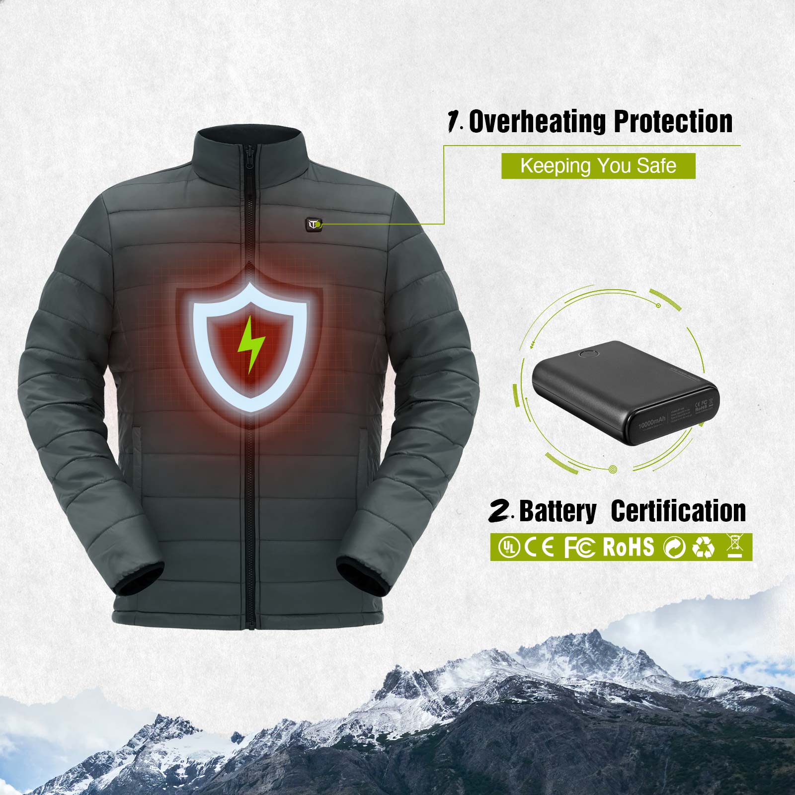 TideWe Men's 3-in-1 Heated Jacket with Battery Pack, Winter Coat Set with Inner Jacket - TIDEWE WADERS